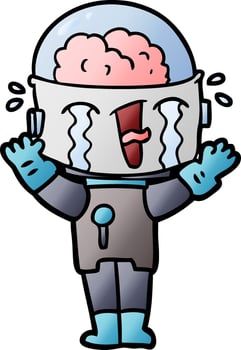 cartoon crying robot vector
