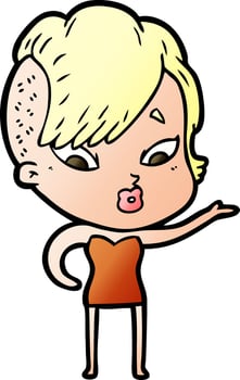 cartoon surprised girl vector