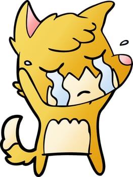 crying fox cartoon vector