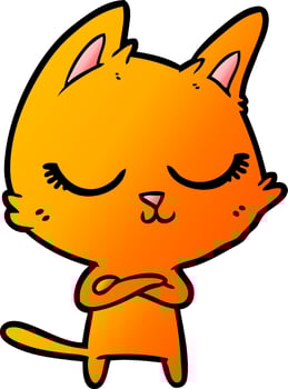 calm cartoon cat vector