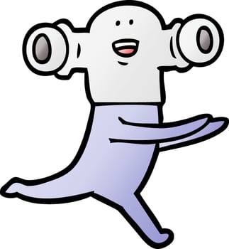 friendly cartoon alien running vector
