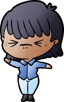 annoyed cartoon girl vector
