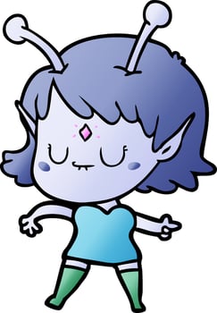 cartoon alien girl vector