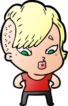 cartoon surprised girl vector
