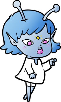 pretty cartoon alien girl vector
