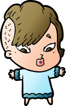 cartoon surprised girl vector