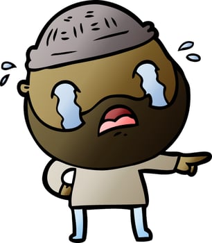 cartoon bearded man crying vector