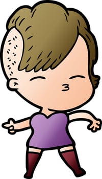 cartoon squinting girl vector