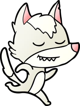 friendly cartoon wolf vector