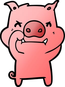 angry cartoon pig vector