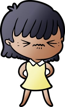 annoyed cartoon girl vector