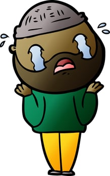 cartoon bearded man crying vector