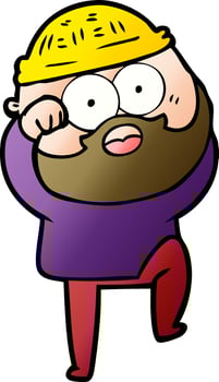 cartoon surprised bearded man vector