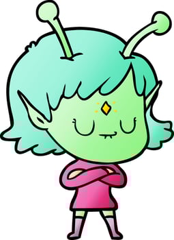 cartoon alien girl vector
