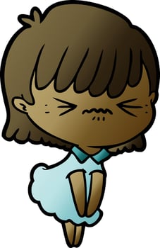 annoyed cartoon girl vector