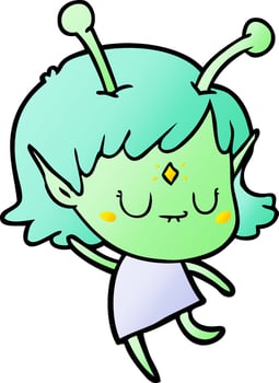 cartoon alien girl vector