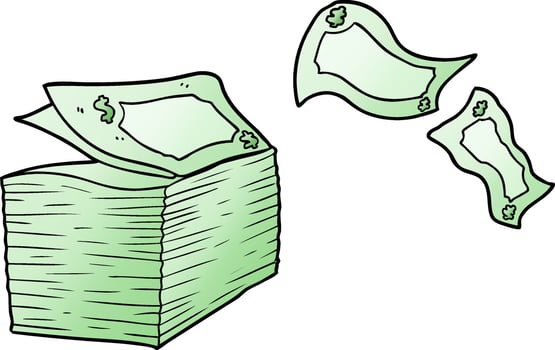 cartoon money blowing away vector