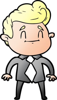 happy cartoon man in office clothes vector