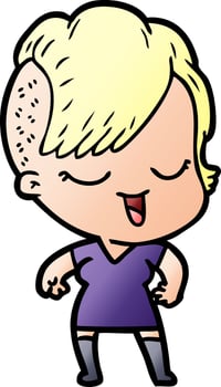happy cartoon girl vector
