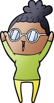 cartoon woman wearing spectacles vector