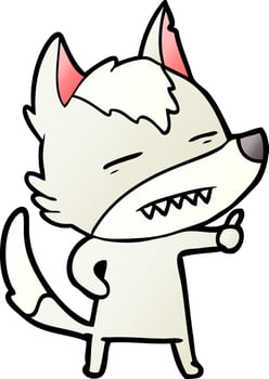 cartoon wolf showing teeth vector