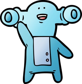 friendly cartoon alien waving vector