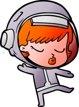 cartoon pretty astronaut girl dancing vector