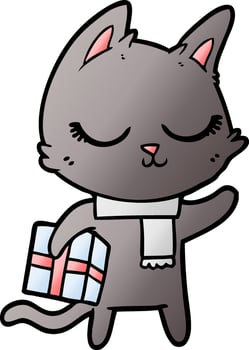 calm cartoon cat vector