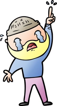 cartoon bearded man crying vector