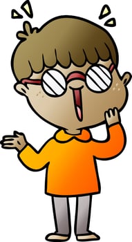 cartoon boy realizing something amazing vector