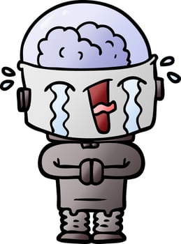 cartoon crying robot vector