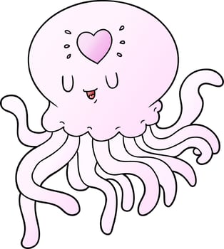 cartoon jellyfish in love vector