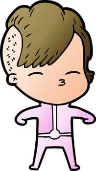 cartoon girl wearing futuristic clothes vector