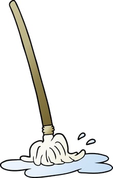 wet cartoon mop vector