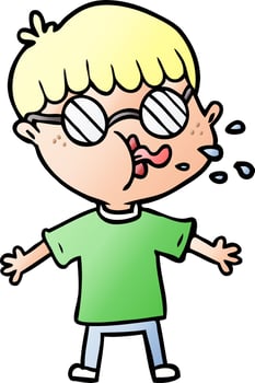 cartoon boy wearing spectacles vector