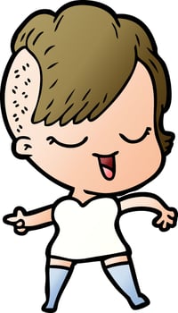 happy cartoon girl vector