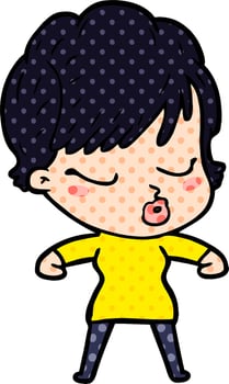 cartoon woman with eyes shut vector