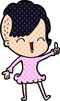 cartoon happy hipster girl vector