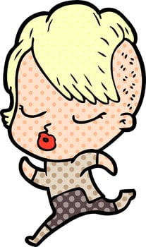 cartoon pretty hipster girl vector