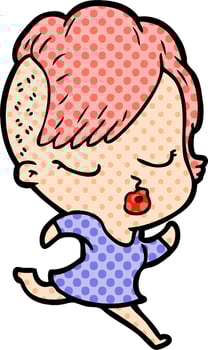 cartoon pretty hipster girl vector