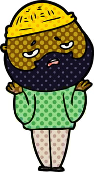 cartoon worried man with beard vector