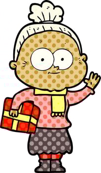 cartoon happy old woman vector