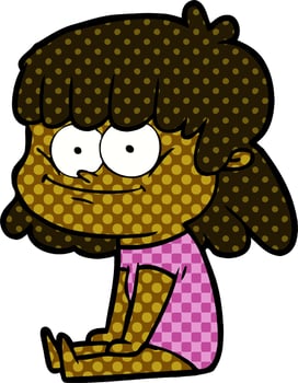 cartoon girl smiling vector
