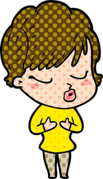 cartoon woman with eyes shut vector