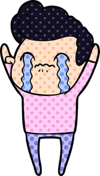 cartoon man crying vector