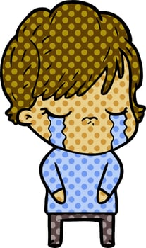 cartoon woman crying vector