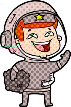 cartoon laughing astronaut vector