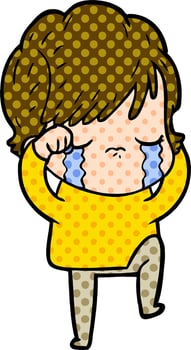 cartoon woman crying vector