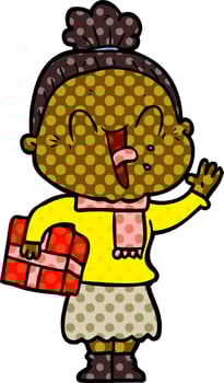 cartoon happy old woman vector