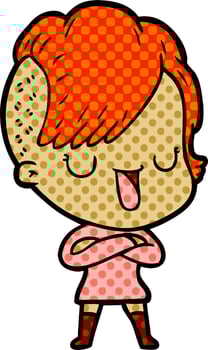 cute cartoon girl with hipster haircut vector